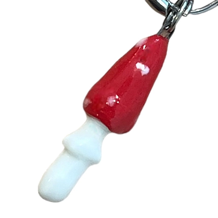 Моносерьга ручной работы «Мухомор», керамика, фото 3.