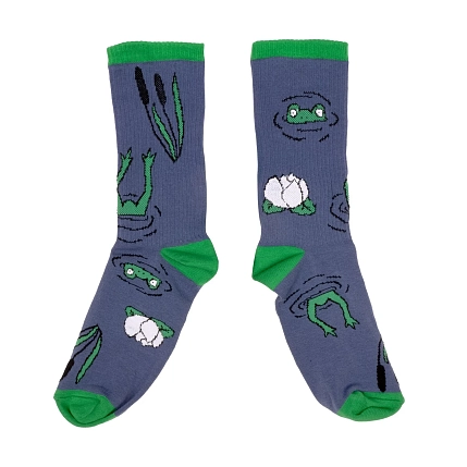 Носки Barking Store «Жабки», р-р 40-45, серо-синие, фото 1.