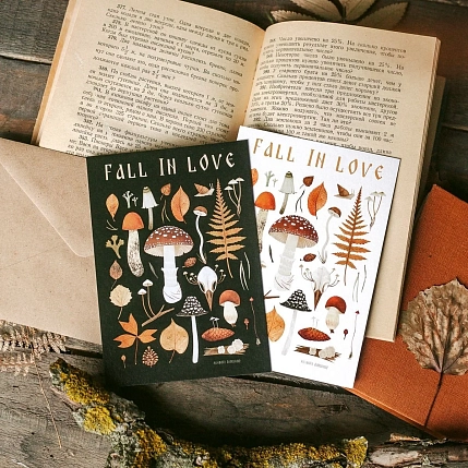Открытка «Fall in love», черная, Дворникова Александра, фото 2.