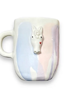 Кружка ручной работы Мария Гордеева «Лошадка», голубо-розовая, керамика, 350 мл