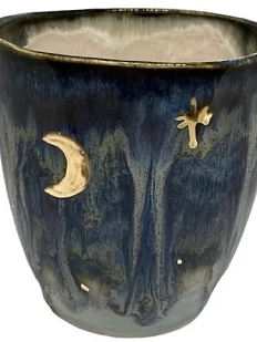 Вытянутый керамический стакан с луной и звёздами