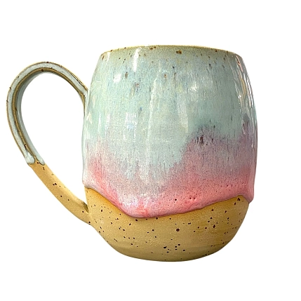 Кружка ручной работы, голубая, керамика, 400 мл, фото 2.