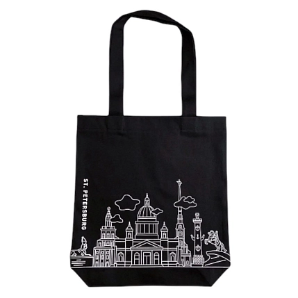 Сумка шоппер Подписные изделия «Санкт-Петербург», чёрный, фото 1.