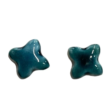 Серёжки-гвоздики КерамЕлКа «Крестики», керамика, бирюзовые, фото 1.