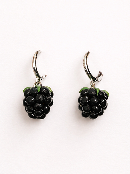 Серьги-конго «Ежевика», полимерная глина, фото 1.