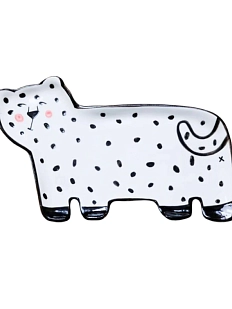 Фигурная тарелка ручной работы «Меланхоличный леопард», полуфарфор, 26 см