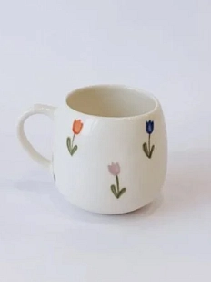 Кружка ручной работы РУКИ В ГЛИНЕ «Тюльпаны», керамика, 250 мл, круглая