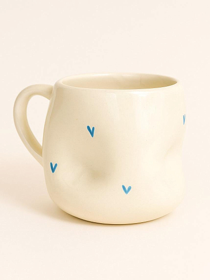 Кружка ручной работы мятая «Любовь - это ты», голубая, керамика, 250 мл, фото 3.