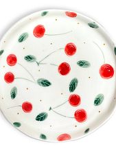 Блюдце ручной работы «Вишня», полуфарфор, 13 см