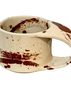 Кружка ручной работы ММ керамика с коричневыми брызгами, 150 мл