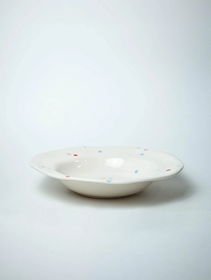 Тарелка шляпа ручной работы ММ керамика в разноцветный горошек, 26 см, фото 2.