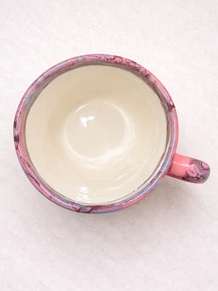 Кружка ручной работы Тата вытворяет/NF ceramics «Духовно богата, душевно больна», розовая, керамика, 400 мл, фото 4.