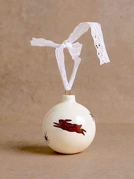 Ёлочная игрушка шар расписной с кроликом «Мечты», 7 см, фото 2.