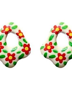 Серёжки-гвоздики с цветочками, полимерная глина
