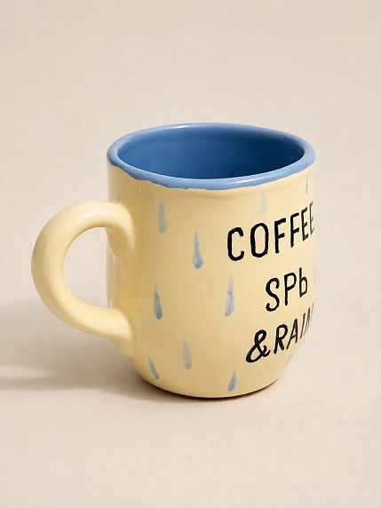 Кружка ручной работы DARI DARI «Coffee, SPb & rain», керамика, 350 мл, фото 2.