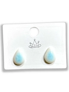 Серёжки-гвоздики КерамЕлКа «Капли», голубые, фарфор