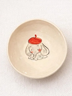 Пиала ручной работы НАДО ЖЕ с росписью «Слоник в берете», белая, керамика, 10 см