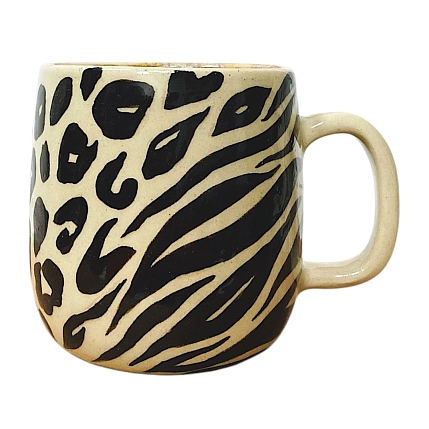 Кружка ручной работы ПинкФокс «Животный принт», бежевая, керамика, фото 1.
