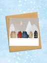 Квадратная зимняя сканди открытка «Домики и горы», превью фото 2