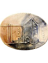 Брошь ручной работы Искусство интроверта «Арка», керамика, синяя