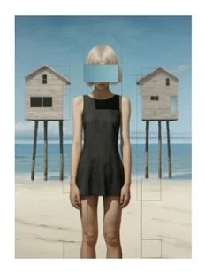 3D Стикер на телефон «Девушка», голубой, объёмный