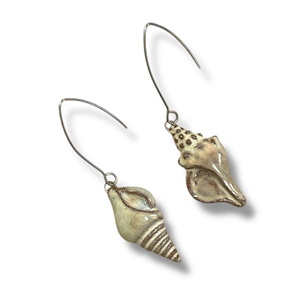 Серьги «Ракушки», керамика, коричневые, фото 2.