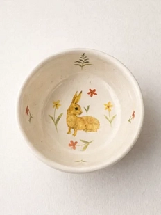 Пиала ручной работы Керумбия «Кролик» №2, светло-бежевая, 7,5 см