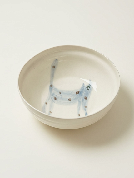 Тарелка ручной работы Донышко-горлышко «Кот Краш Сизый», белая, керамика, фото 2.