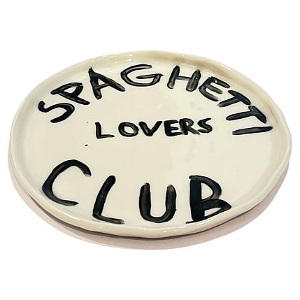 Тарелка ручной работы «Spaghetti lovers club», керамика, 18 см, фото 3.