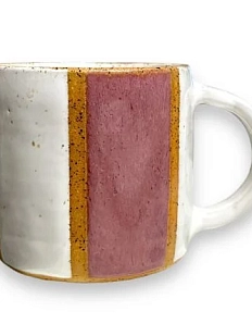 Кружка ручной работы Полосы, розовая, керамика, 300 мл