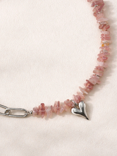 Цепь с розовым кварцем и подвеской «Сердечко» Migette