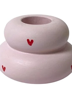 Подсвечник ручной работы роспись в сердечко «Кнопочка», розовый
