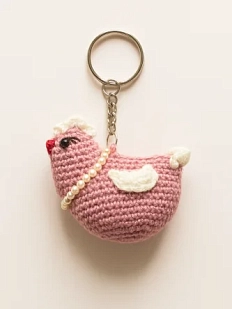 Вязаный брелок Идеальное совпадение, обвес на сумку «Розовая курочка», 6 см