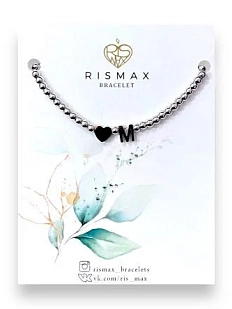 Браслет ручной работы с буквой M и сердцем, нержавеющая сталь