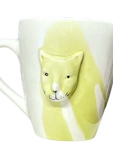 Кружка ручной работы Мария Гордеева с фигуркой «Кот», керамика, с разводами, 350 мл