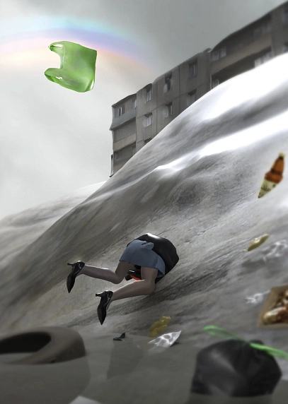 Открытка ШКЯ «Девушка в сугробе», А6, фото 1.