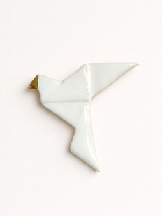 Брошь ручной работы «Голубь летящий оригами», Partala ceramics