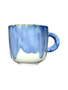 Кружка ручной работы «Синие подтёки», фарфор, 180 мл