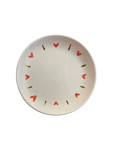 Тарелка ручной работы Молис Керамика «Сердечки», белая, керамика, 14 см