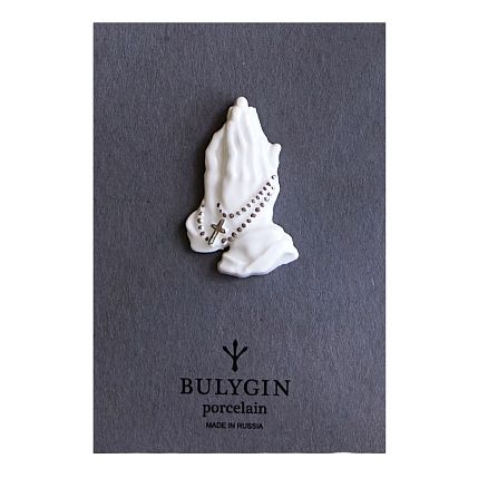 Брошь ручной работы Bulygin «Молитва», бело-серебристая, фарфор, фото 2.