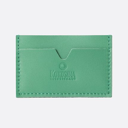 Визитница ручной работы, Kokosina bags, натуральная кожа, ярко-зелёный, фото 1.