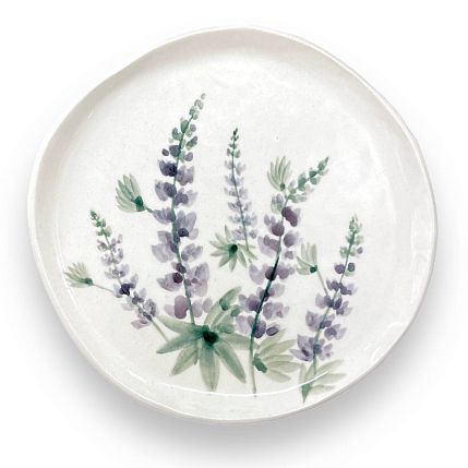Тарелка ручной работы «Люпины», керамика, 20 см, фото 1.