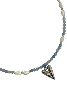 Чокер Аквамарин ручной работы с перламутром