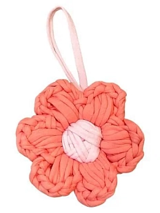 Вязаный обвес «Цветок», ярко-розовый, 10 см