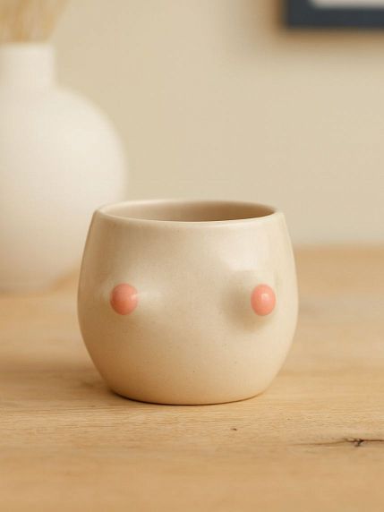 Пиала ручной работы «Грудь», бежевая, керамика, фото 3.