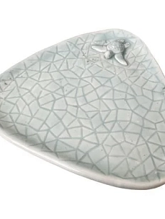 Тарелка Мама Черепаха ручной работы Черепашка, голубая, керамика, 18 см