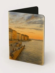 Обложка на паспорт DARI DARI «Летний закат на набережной, Санкт-Петербург», искусственная кожа