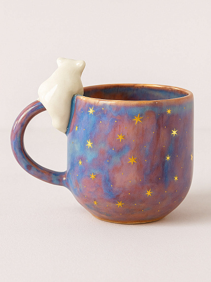 Кружка ручной работы расписная с фигуркой Белый медведь, керамика, 400 мл, фото 2.