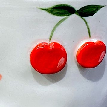 Кружка ручной работы с объёмными вишнями, полуфарфор, 400 мл, фото 3.