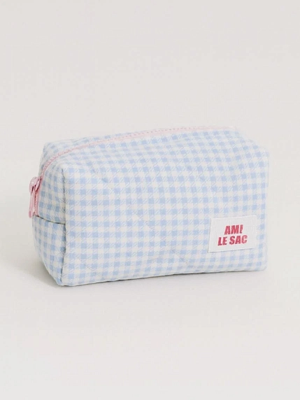 Косметичка ручной работы АМИ (Ami lé sac) «Bebesss», голубая клетка, фото 1.